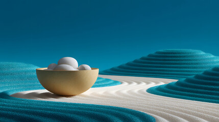 Zen yoga meditation with stones and gentle waves
