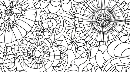 Fototapeta premium Black and White Floral Pattern Design