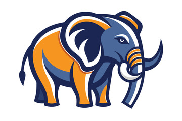 Fototapeta premium Line art shows a stylized elephant head with large ears and bold outlines