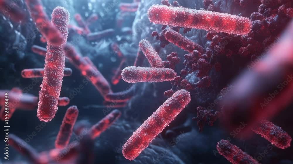 Aufkleber microscopic view of red bacterial cells
