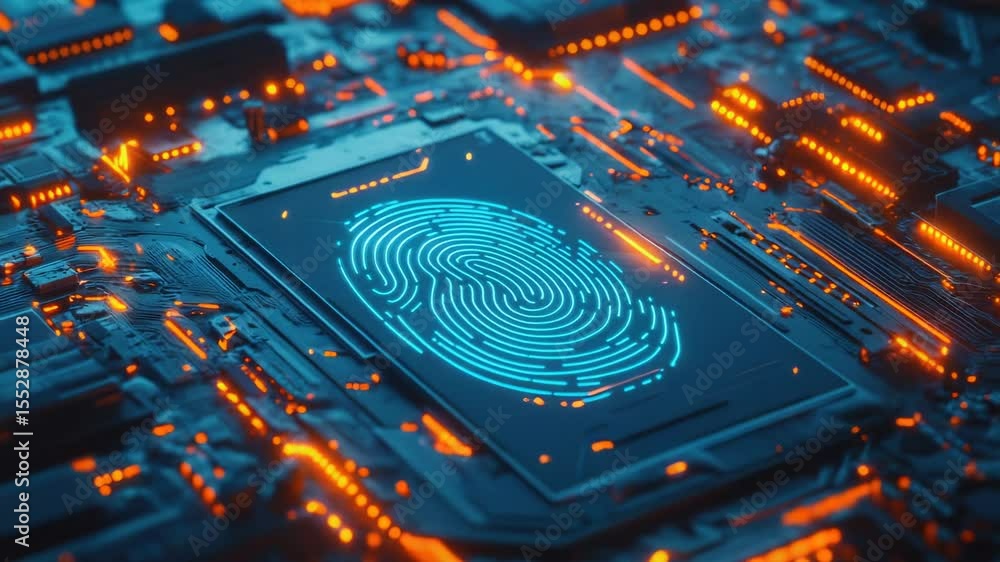 Poster electronic component with biometric identification mark
