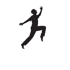 Vector art of silhouette of a person jumping isolated on white background