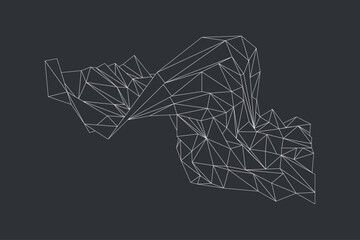 Futuristic abstract background composed of wireframe geometric objects and triangles