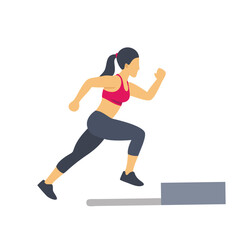 Fit young woman doing high intensity interval training vector art design 