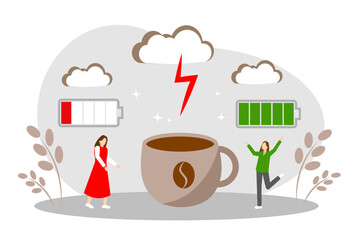 coffee energy. Fatigue, a boost of vivacity, a cup of coffee.