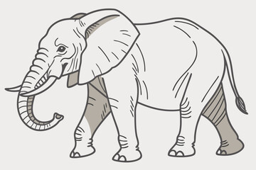 Obraz premium Walking elephant presented in light beige and gray color stands out beautifully with its simple design