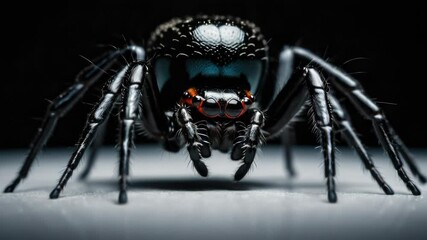 A close-up shot of a spider with its mouth open, great for science or nature-related content