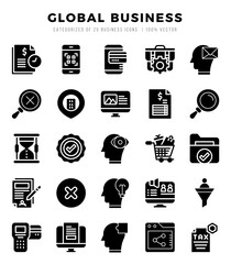 Global Business Glyph icons. Vector Glyph illustration.