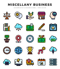 Set of Miscellany Business Icons. Simple line art style icons pack.