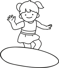 서핑하는 소녀 라인 드로잉
Surfing Girl Character Line Art for Coloring