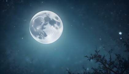 Fototapeta premium A stunning night scene with a bright, full moon casting light over the stars.