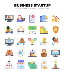 Collection of 25 Business Startup Icons. A Visual Guide to Launching Your Business