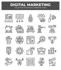 Collection of 25 Digital Marketing Icons: Boost Your Business Growth