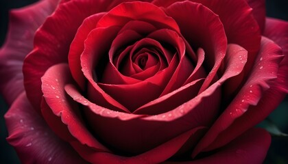 Stunning close-up captures the exquisite beauty of a vibrant red rose with water droplets.