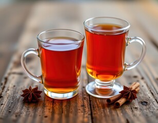 artistic scene of a glass of glowing cinnamon spiced tea, highlighting blood sugar control and appetite suppression.