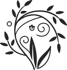 black and white floral ornament design