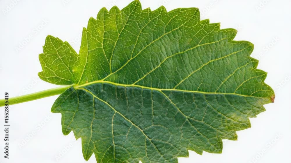 Aufkleber a close-up view of a single leaf on its stem, with intricate details