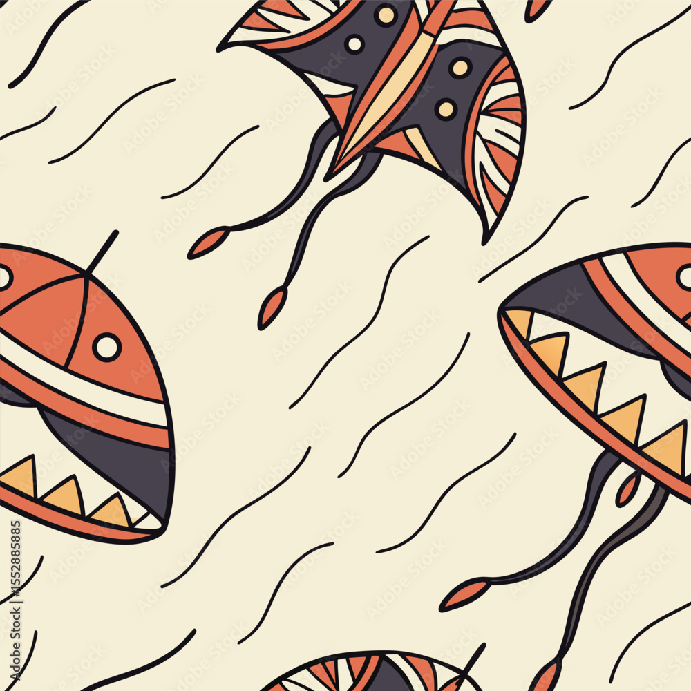 Poster vibrant and playful abstract design with dynamic colorful shapes and geometric elements