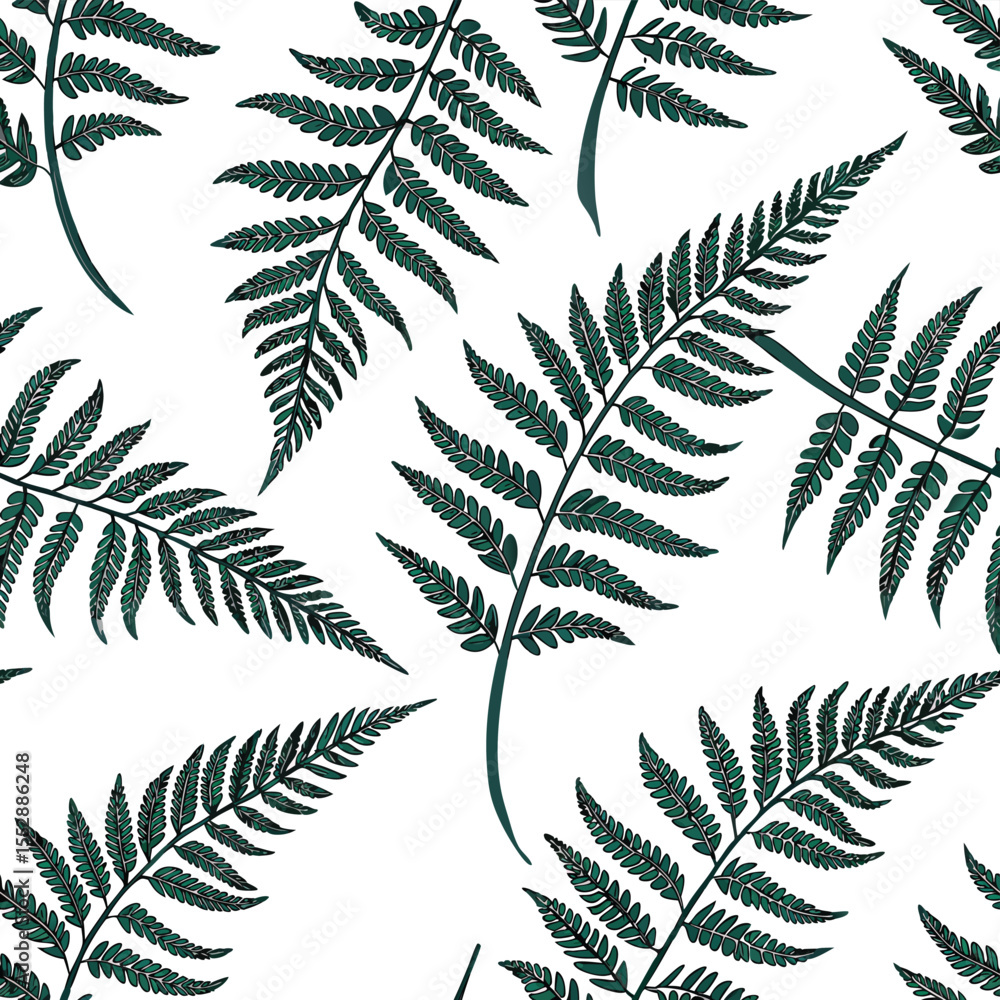 Poster minimalist abstract green fern leaf pattern a repeating botanical design with organic shapes and a n