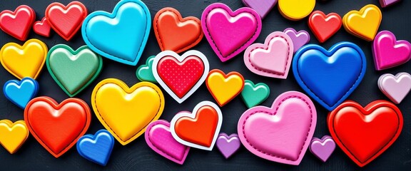 Assorted colorful heart stickers, perfect for crafting,  wedding,  hobby