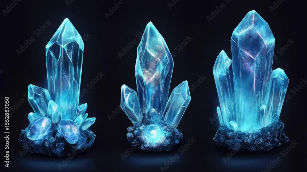 Aufkleber three blue crystals stacked on top of each other, perfect for use in science or technology illustrat