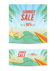Social media post for summer sale, Web banner post for summer sale, Set of summer sale post template, Hot summer sale post layout design.	
