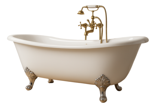 Attic bathroom with a clawfoot tub and vintage fixtures, designed for a renovated bungalow.