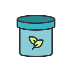 Herbal Cream Jar With Green Leaves For Natural Beauty Product