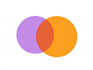 Two translucent circles, lavender and orange, overlap, creating a blend of colors in the intersection against a white background