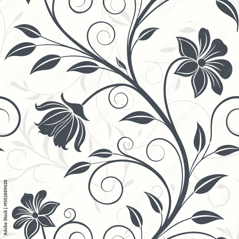 Aufkleber elegant seamless swirling floral patterns featuring intricate botanical elements and a sophisticated