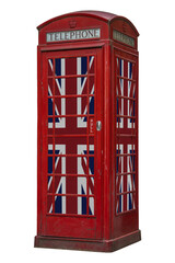 Iconic Red British Telephone Booth Isolated Png Background. London Telephone Booth