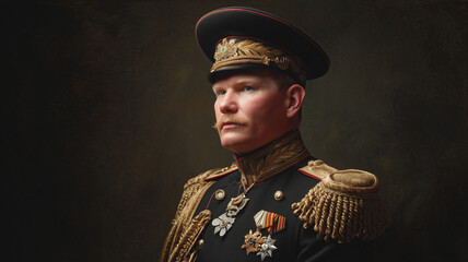 Portrait of a Russian officer in full dress uniform
