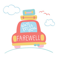 Farewell card with car