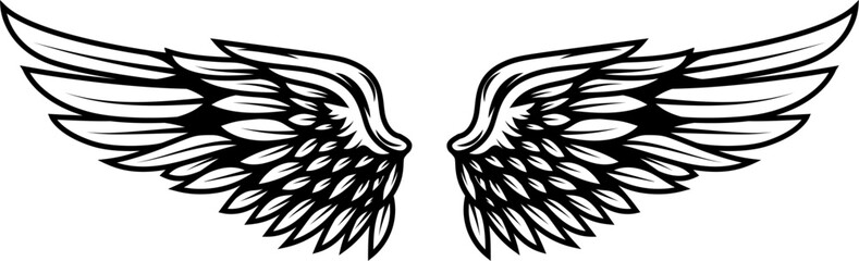 Vintage wings isolated on white background. Design elements for logo, label, emblem, sign, brand mark. Vector illustration.