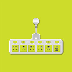 Electrical tools 6 Slots power vector art, graphic icon illustration with background