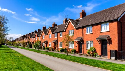 A street of red brick terraced houses