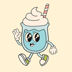 Groovy style summer cocktail - blue milk shake