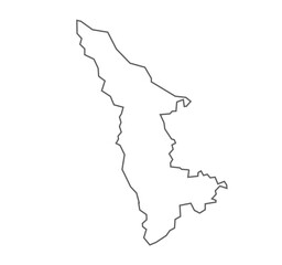 Bahraich District Vector Map with Bold Black Outline of Uttar Pradesh, India