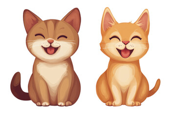 Obraz premium Happy dog and cat enjoying companionship with bright smiles in a playful atmosphere with a transparent background