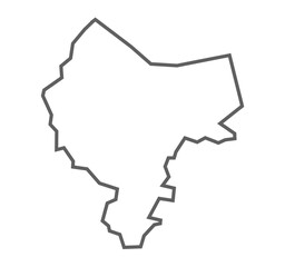 Balrampur District Vector Map with Bold Black Outline of Uttar Pradesh, India