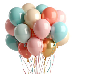 Elegant Pastel Balloon Cluster with Transparent Background – 3D PNG for Celebration and Design Project