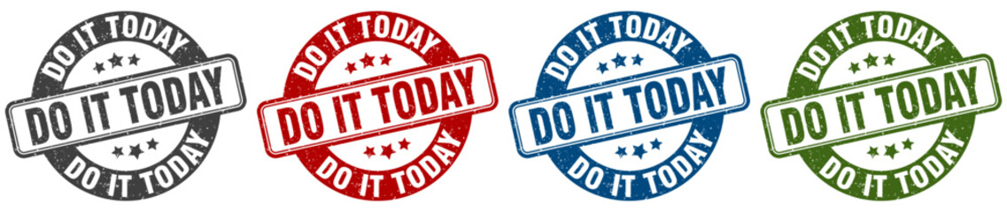 do it today stamp. do it today round stamp set isolated on white background