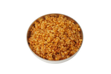 Traditional Bulgur Pilaf. Turkish Side Dish Isolated on White Background.