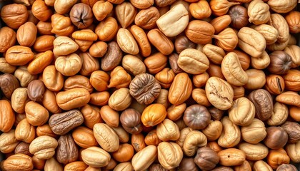 A full box of assorted nuts viewed from directly above,  macadamia,  variety