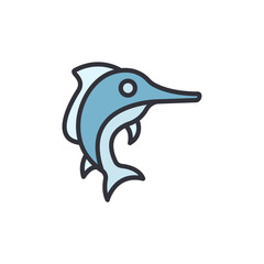 Obraz premium Stylized Swordfish Illustration With Simple Lines And Transparent Background