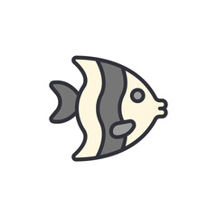 Stylized Tropical Fish Icon With Distinctive Stripes Isolated On White
