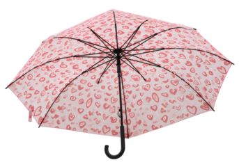 Pink Umbrella with Alphabet Print isolated on transparent background