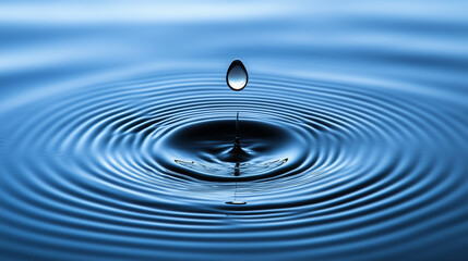 Water drop falling. Drop of water falling into a rippled surface of water