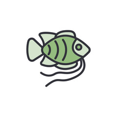 Cartoonish Gourami Fish With Antennae Floating On Transparent Display