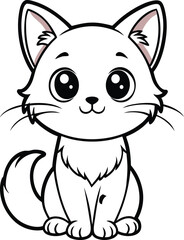 A cute, funny, and happy cartoon cat character illustration with a tail, perfect for pet-themed designs